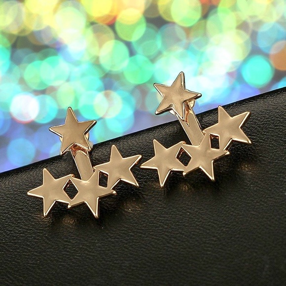 3/$30 - Gold Star Studs w/Matching Earring Jackets - Picture 3 of 6